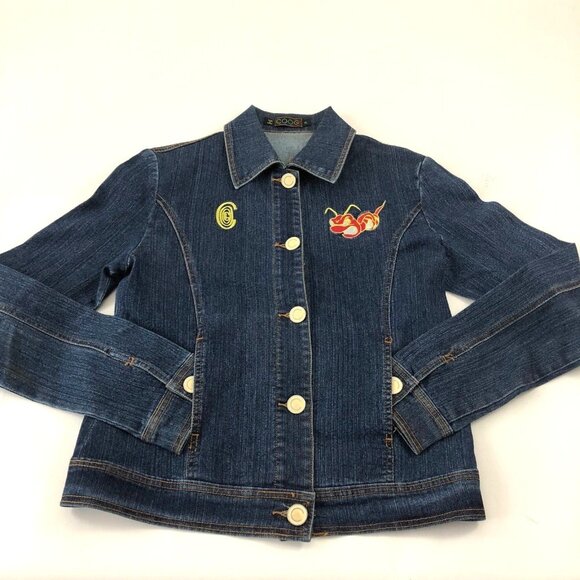 Coogi Denim Jacket Teen Youth Catch The Buzz Bumblebee Red Yellow Size XL - Picture 1 of 12